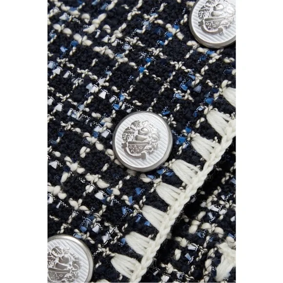 NEW Veronica Beard Bosea Tweed Cotton Blend Jacket Navy Multi 12 - Picture 13 of 17